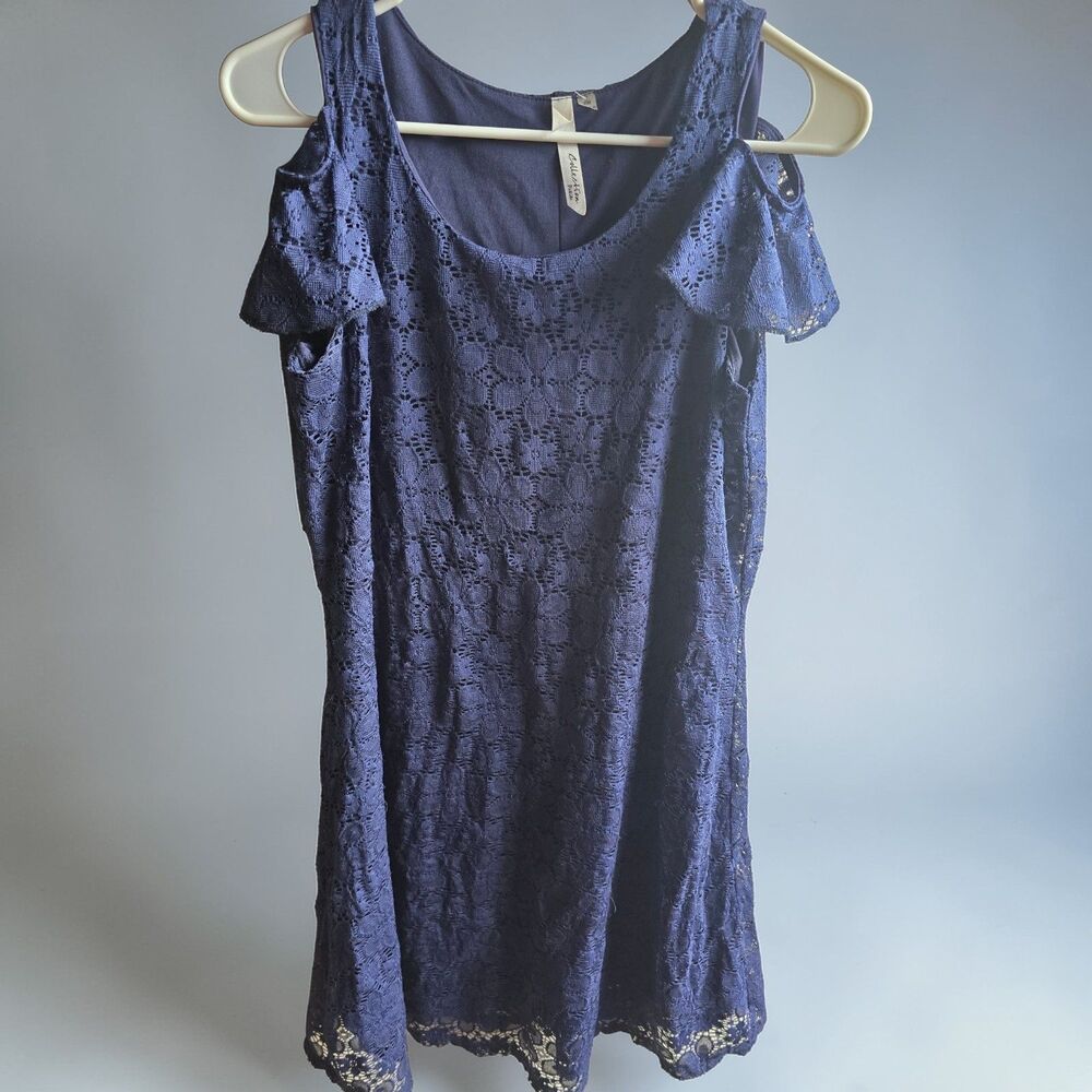 ny collection dress Blue Lace Pm - Picture 1 of 4